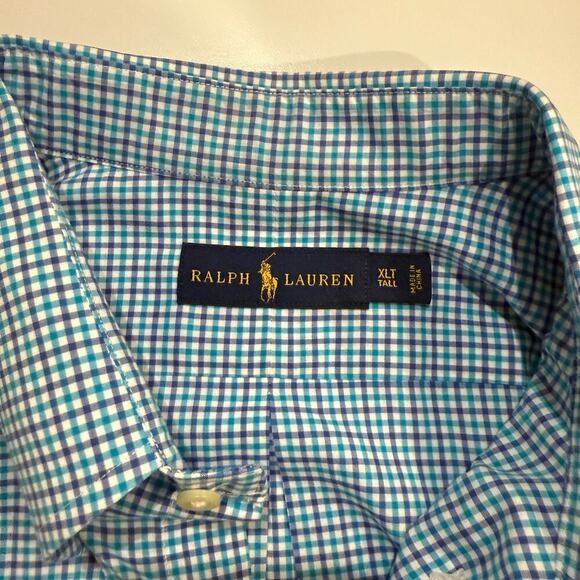 Ralph Lauren Plaid Shirt Men’s Size XLT XL Tall Blue Purple Long Sleeve Casual - Picture 5 of 7